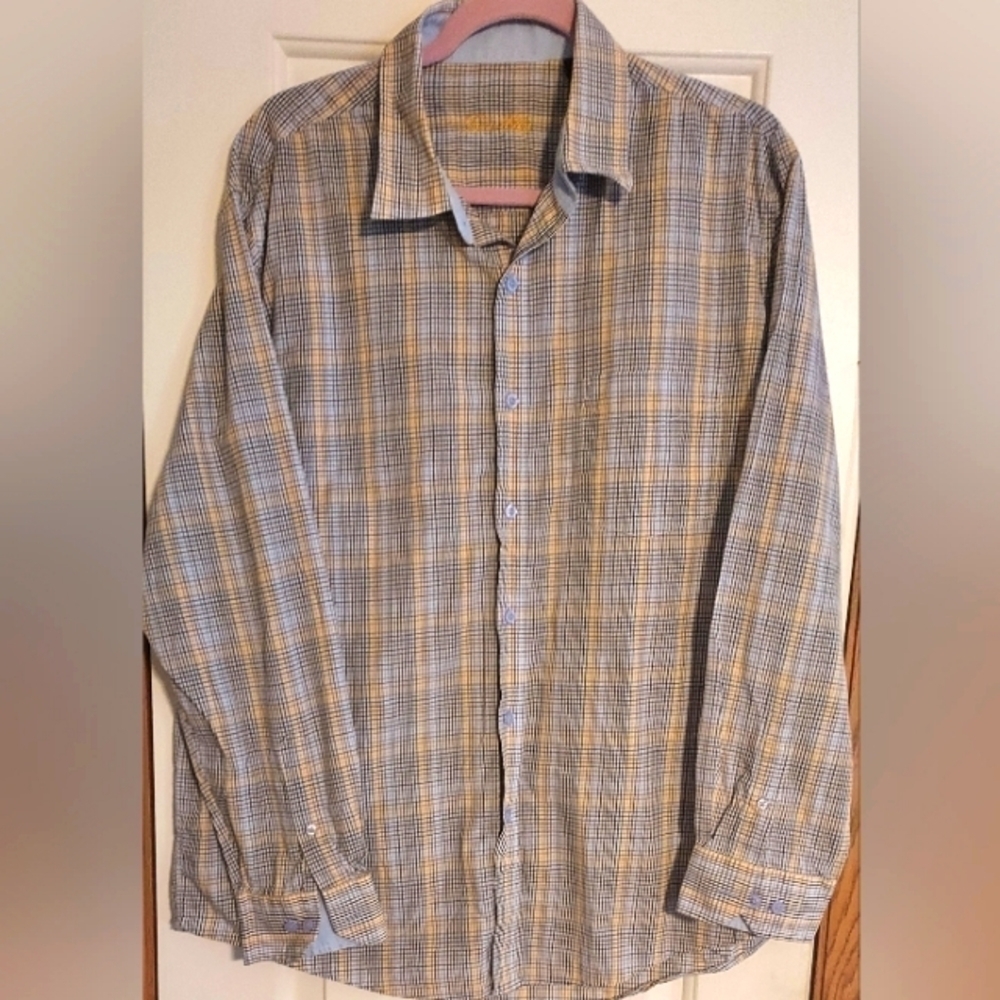 𝅺TASSO Elba brand men's long sleeve button up dress shirt size X-Large